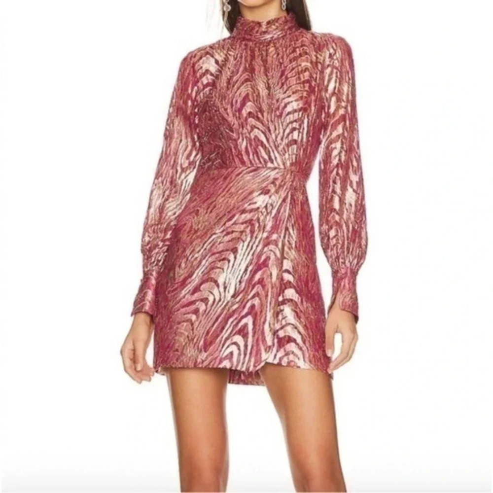 JONATHAN SIMKHAI Halen Moire Fil Couple Draped Mini Dress B601